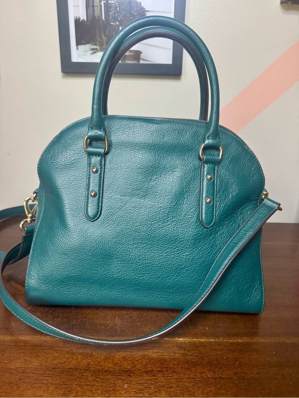 kate spade Dark Green Leather Dome Satchel - Picture 5 of 9